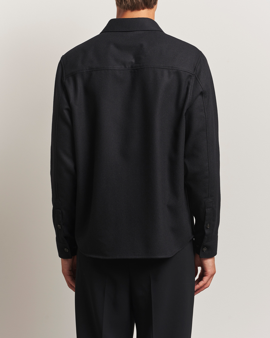 Men | Shirts | J.Lindeberg | Flat Wool Overshirt Black