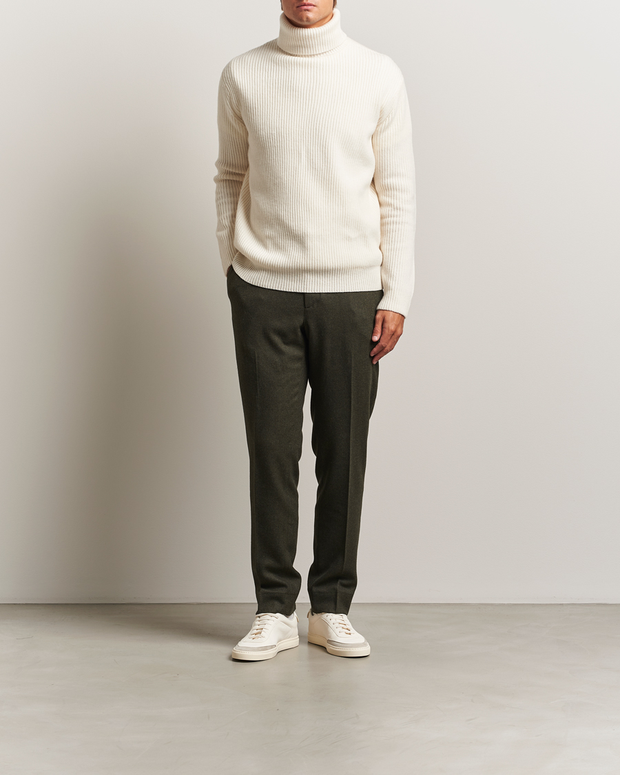 Men | Trousers | J.Lindeberg | Soren Cash Stretch Flannel Trousers Forest Green