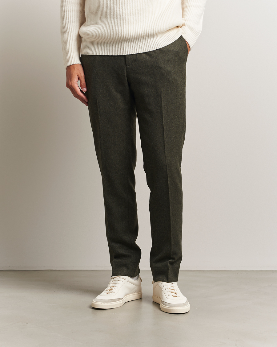Men | Trousers | J.Lindeberg | Soren Cash Stretch Flannel Trousers Forest Green