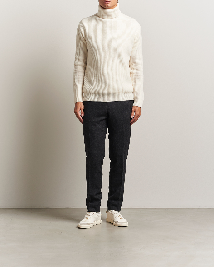 Men | Trousers | J.Lindeberg | Soren Cash Stretch Flannel Trousers Dark Grey Melange