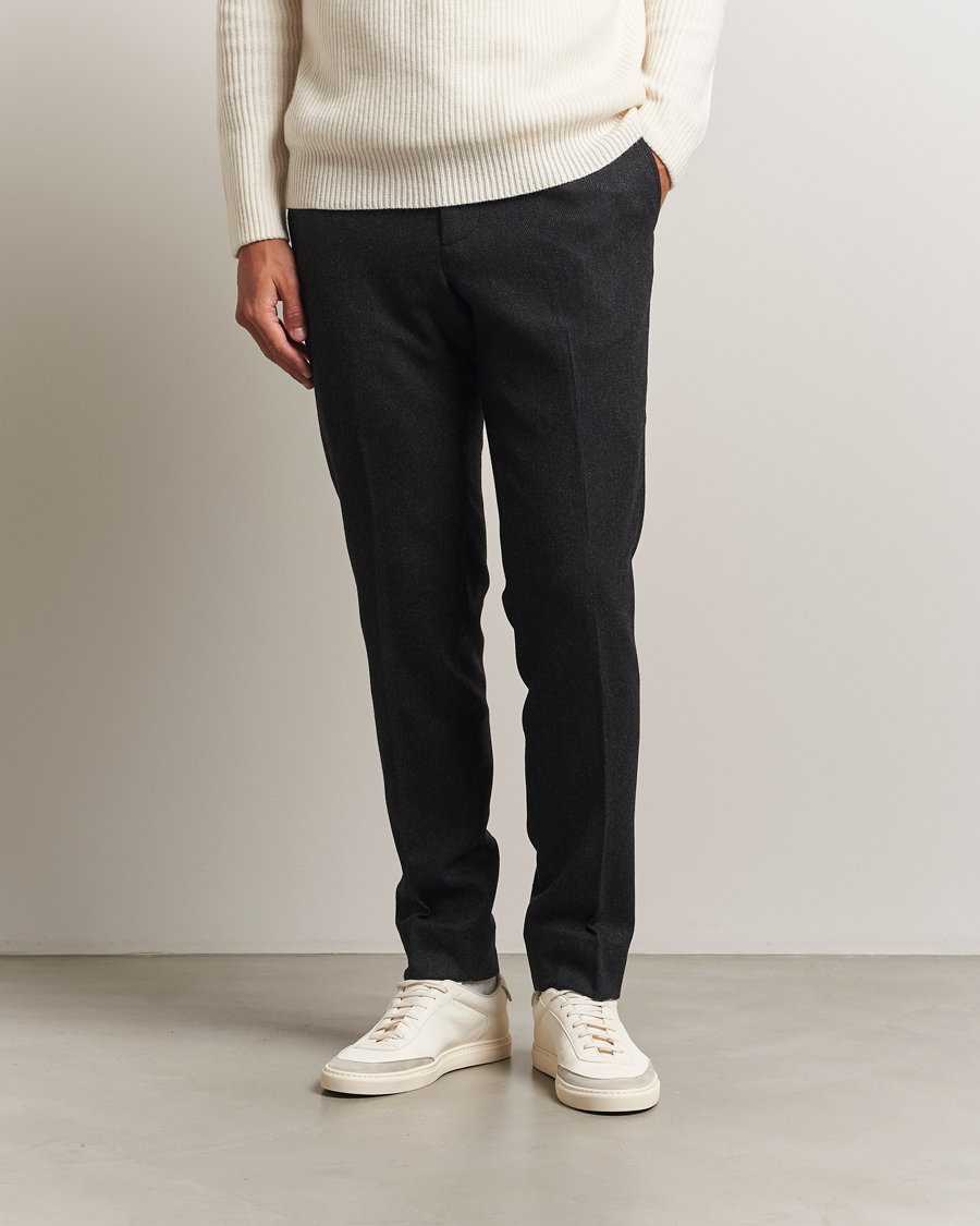 Men | Trousers | J.Lindeberg | Soren Cash Stretch Flannel Trousers Dark Grey Melange