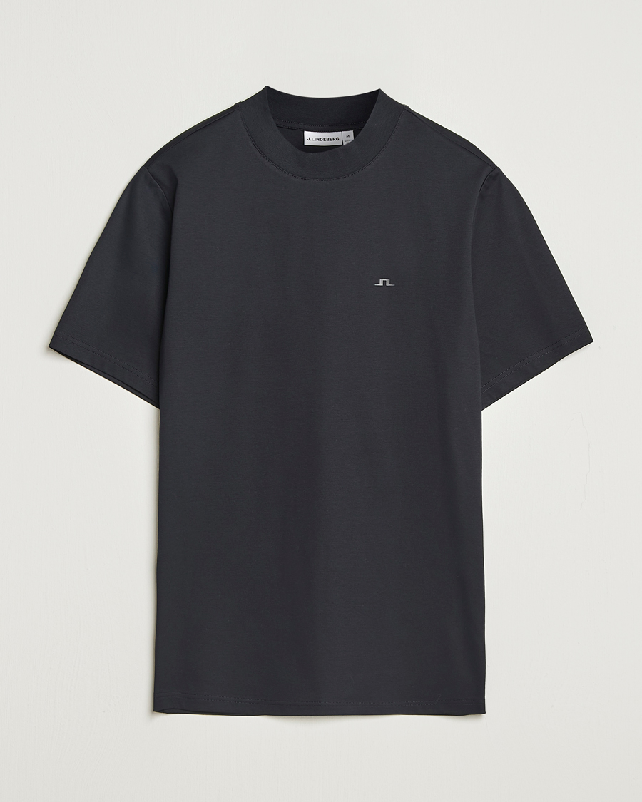 Men | T-Shirts | J.Lindeberg | Ace Mock Neck T-Shirt Black