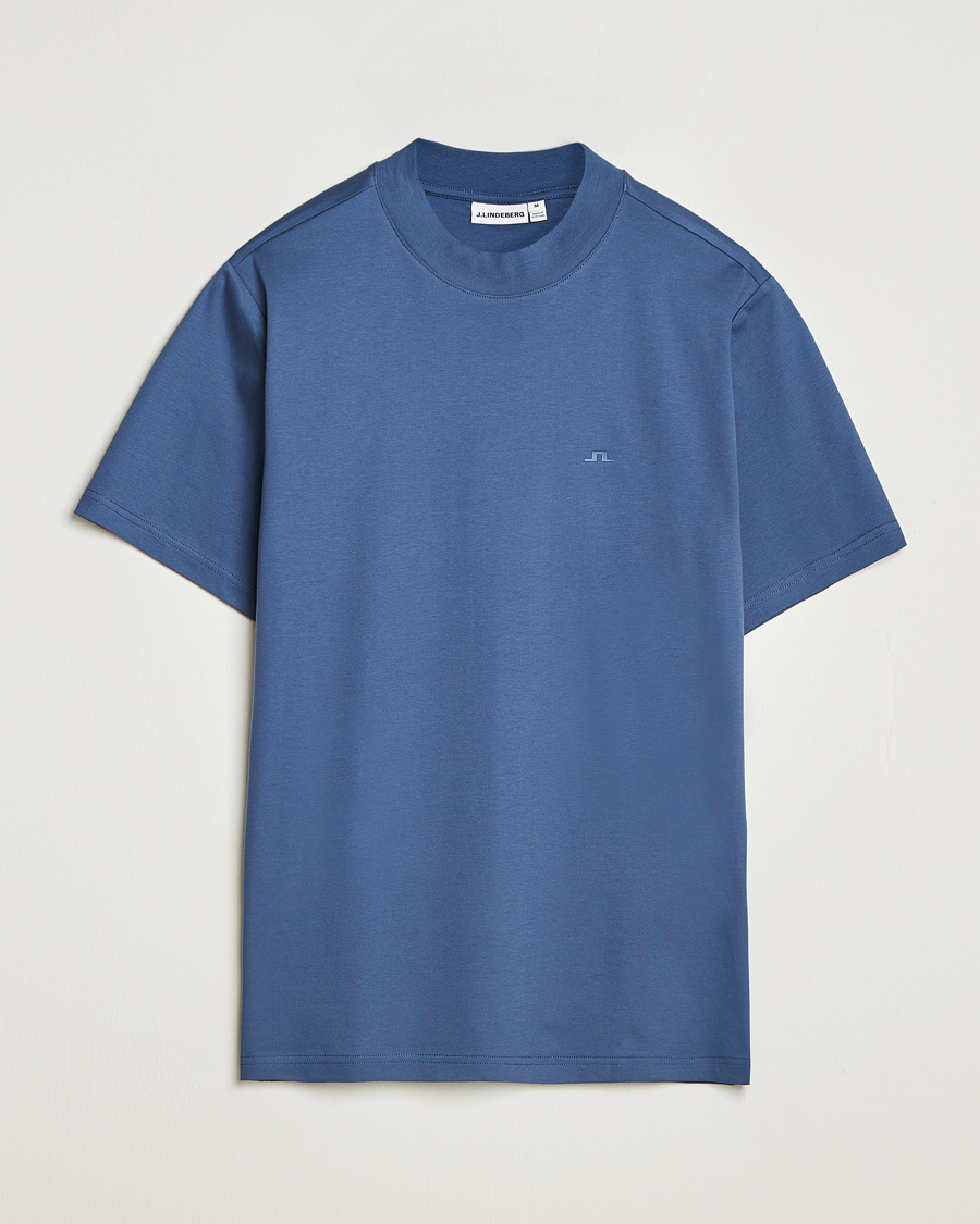 Men | T-Shirts | J.Lindeberg | Ace Mock Neck T-Shirt Vintage Indigo