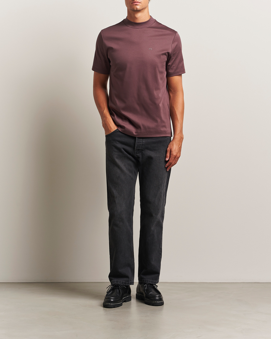 Men | T-Shirts | J.Lindeberg | Ace Mock Neck T-Shirt Huckleberry