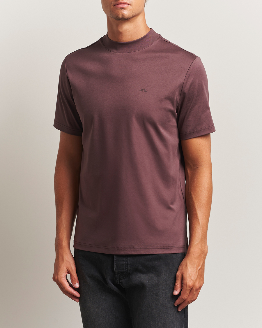 Men | T-Shirts | J.Lindeberg | Ace Mock Neck T-Shirt Huckleberry