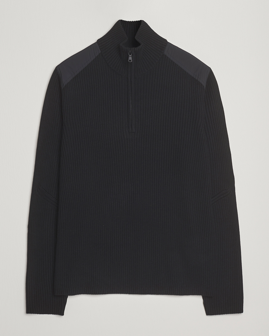 Men | Sweaters & Knitwear | J.Lindeberg | Martin Knitted Hybrid Half Zip Black