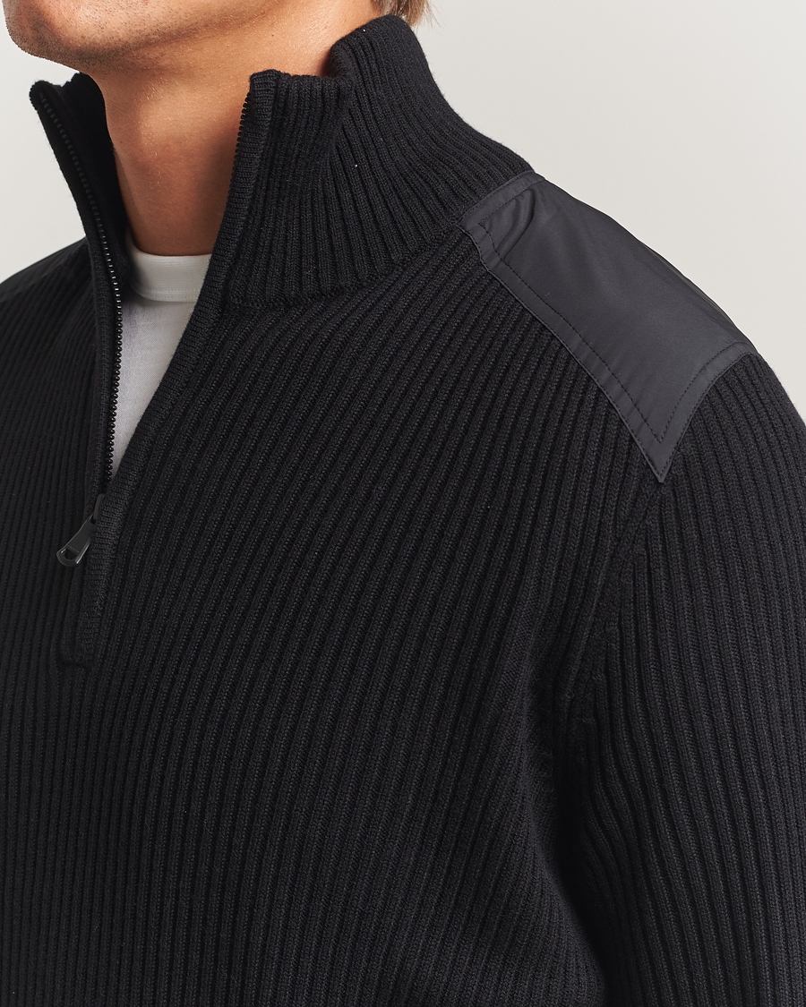Men | Sweaters & Knitwear | J.Lindeberg | Martin Knitted Hybrid Half Zip Black