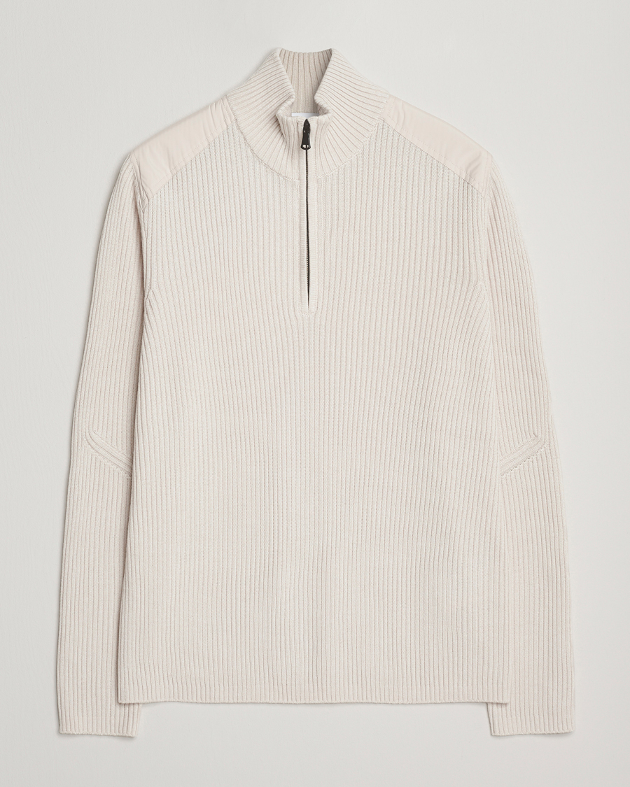 Men | Sweaters & Knitwear | J.Lindeberg | Martin Knitted Hybrid Half Zip Moonbeam