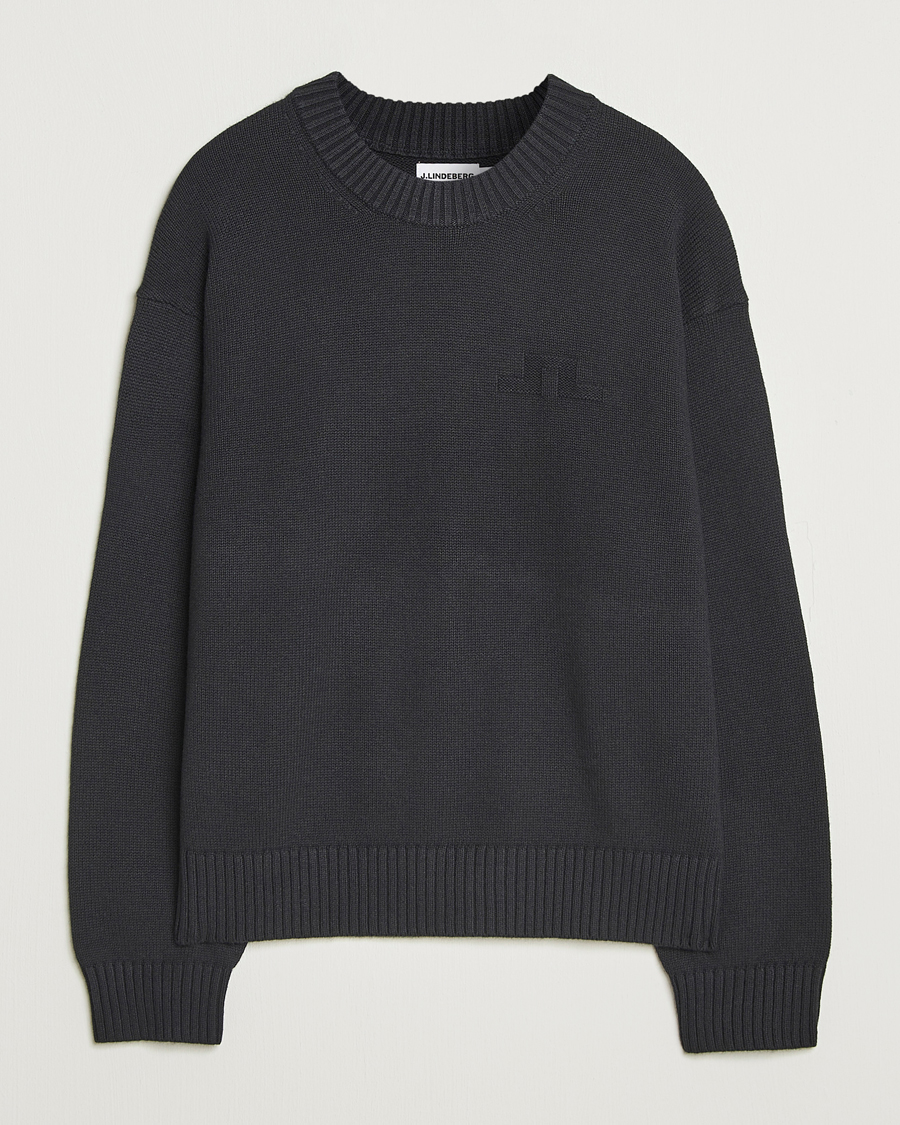 Men | Sweaters & Knitwear | J.Lindeberg | Eddy Wool/Cotton Knitted Sweater Black