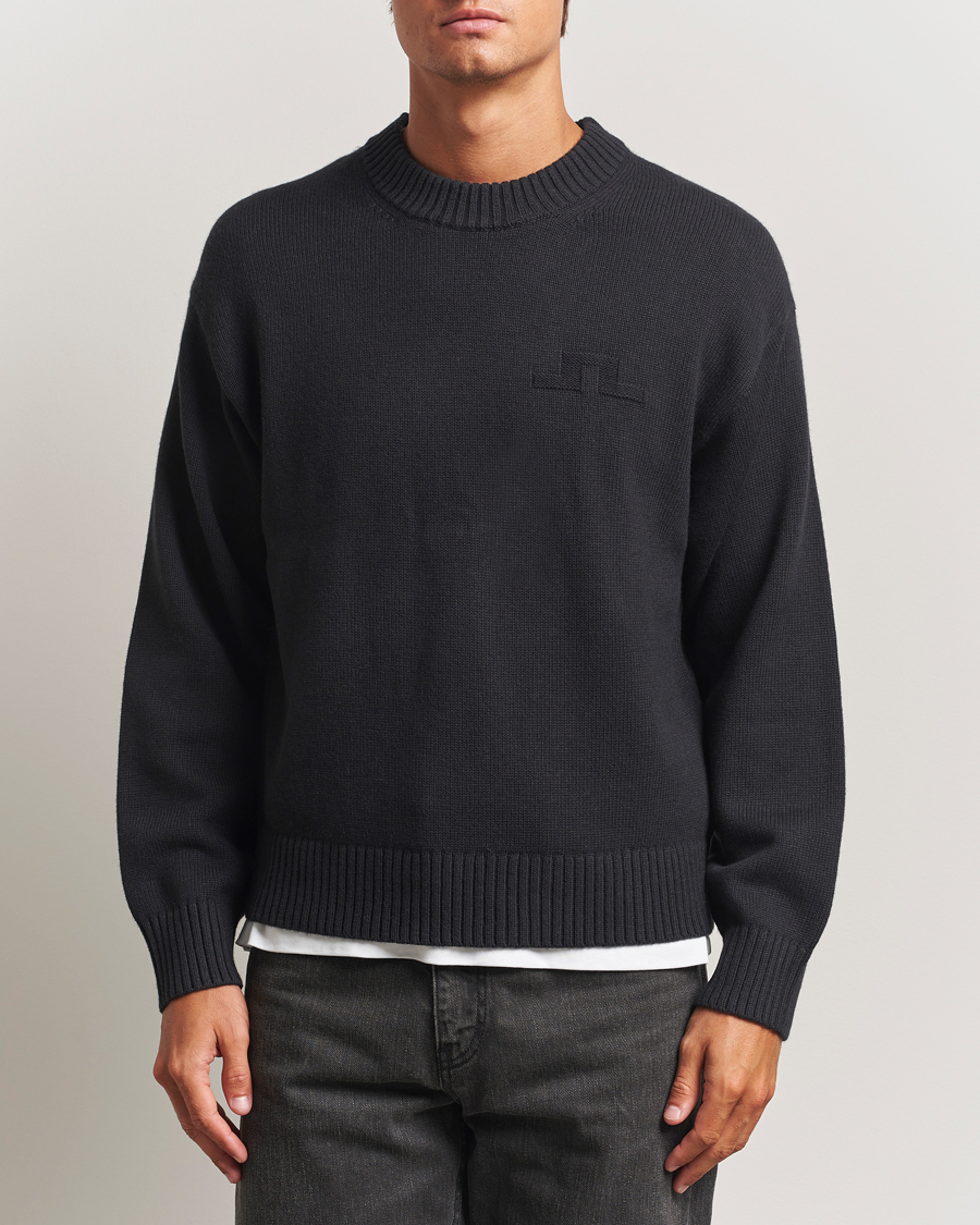 Men | Sweaters & Knitwear | J.Lindeberg | Eddy Wool/Cotton Knitted Sweater Black