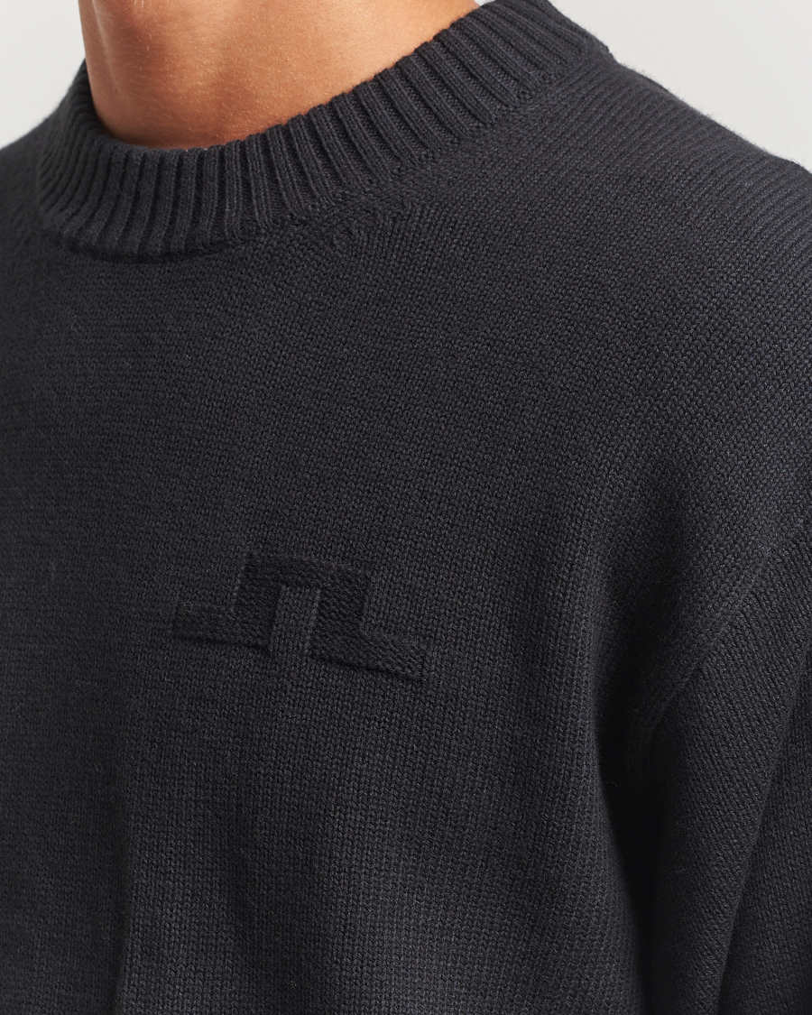 Men | Sweaters & Knitwear | J.Lindeberg | Eddy Wool/Cotton Knitted Sweater Black