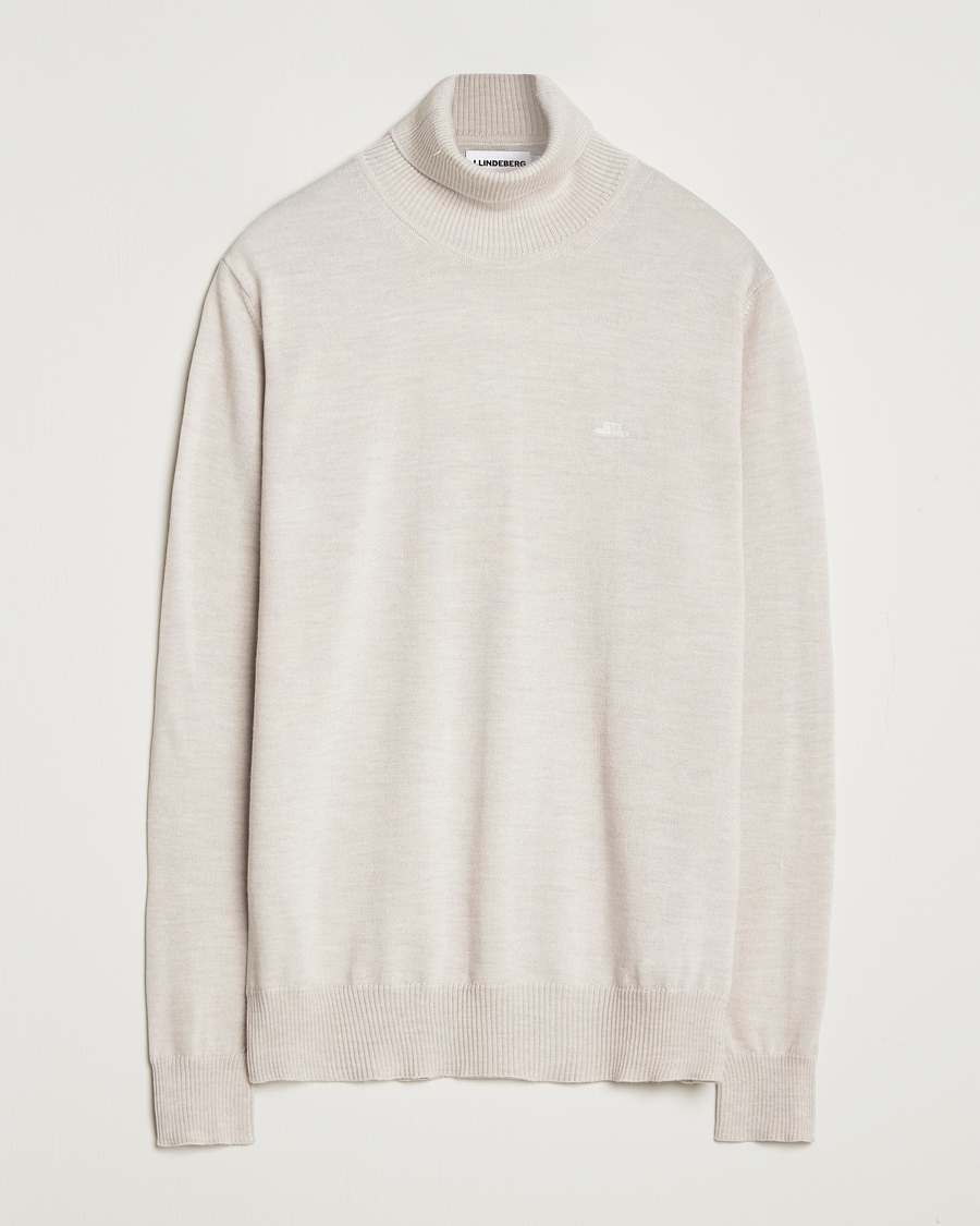 Men | Sweaters & Knitwear | J.Lindeberg | Kaden Merino Turtleneck Moonbeam Melange