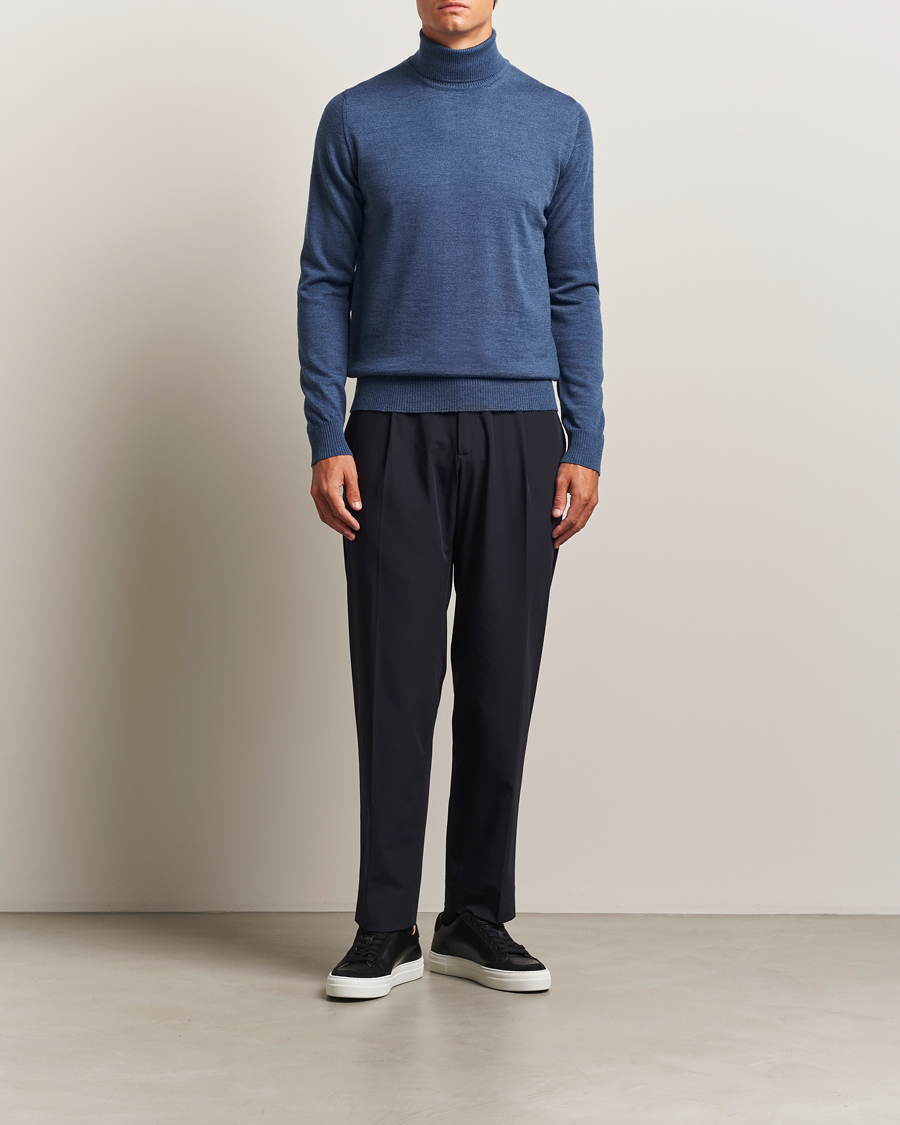 Men | Sweaters & Knitwear | J.Lindeberg | Kaden Merino Turtleneck Vintage Indigo Melange