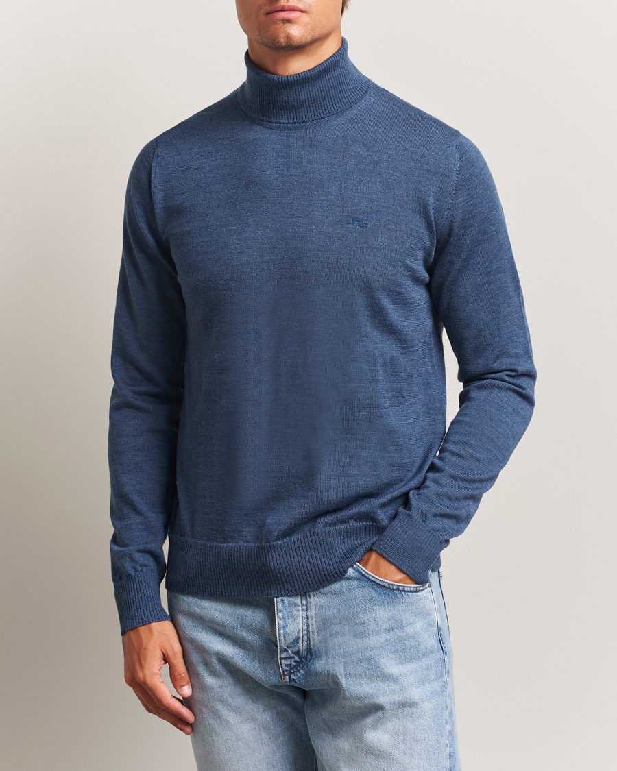Men | Sweaters & Knitwear | J.Lindeberg | Kaden Merino Turtleneck Vintage Indigo Melange