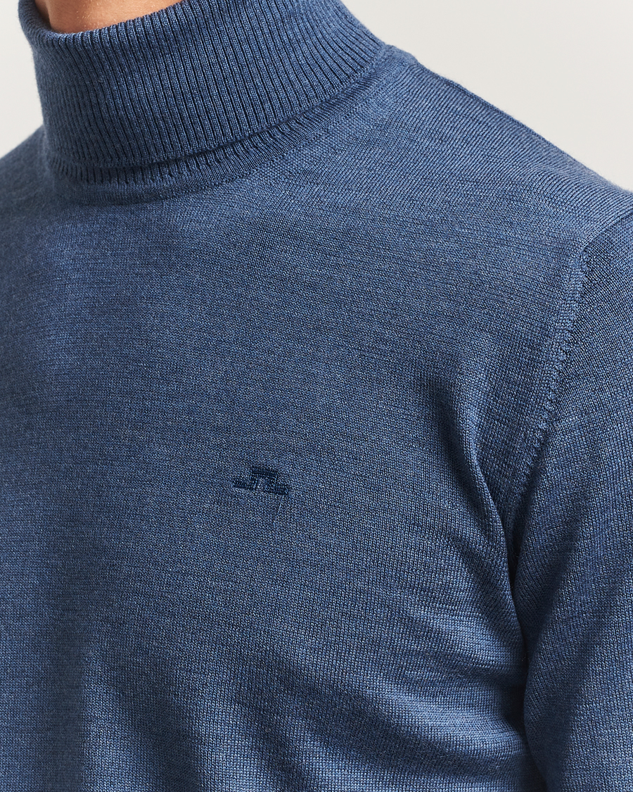 Men | Sweaters & Knitwear | J.Lindeberg | Kaden Merino Turtleneck Vintage Indigo Melange