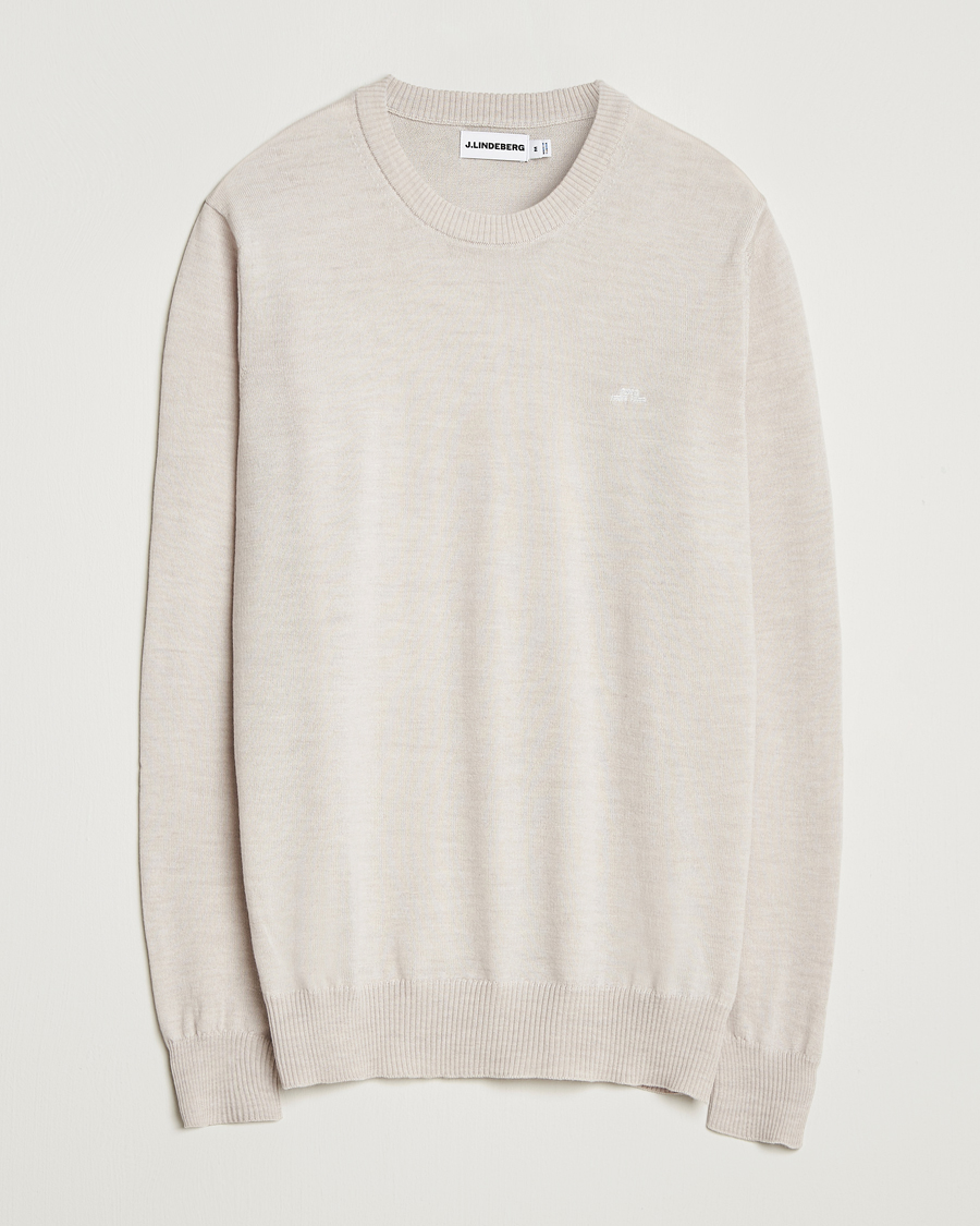 Men | Sweaters & Knitwear | J.Lindeberg | Keane Merino Crew Neck Moonbeam Melange