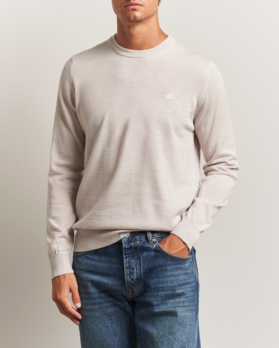 Men | Sweaters & Knitwear | J.Lindeberg | Keane Merino Crew Neck Moonbeam Melange