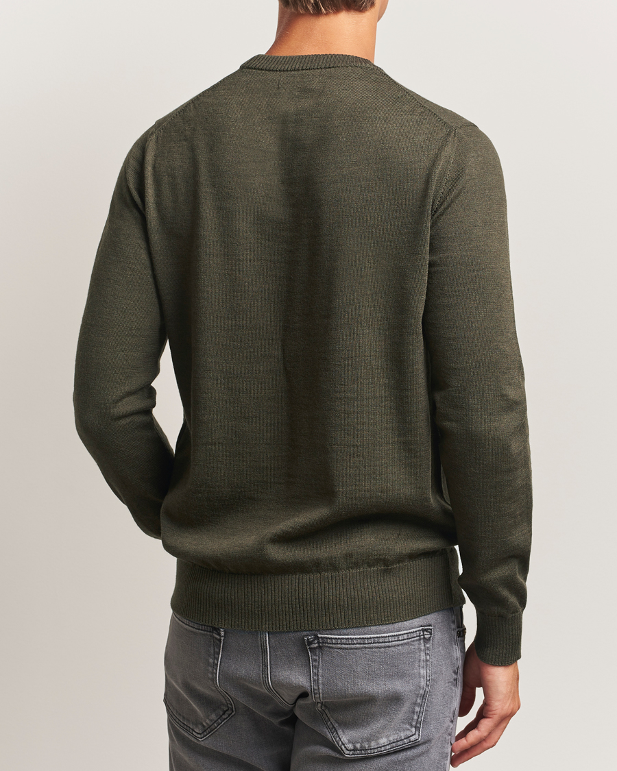 Men | Sweaters & Knitwear | J.Lindeberg | Keane Merino Crew Neck Forest Green Melange