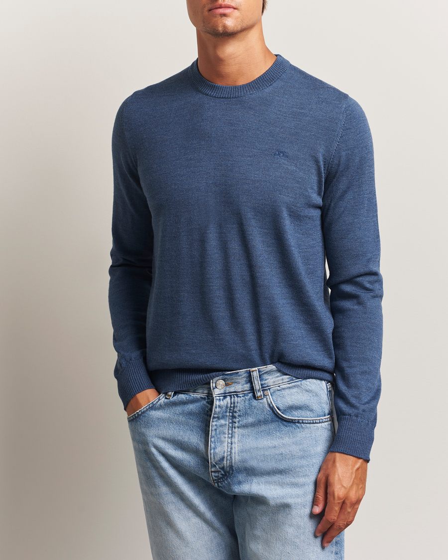 Men | Sweaters & Knitwear | J.Lindeberg | Keane Merino Crew Neck Vintage Indigo