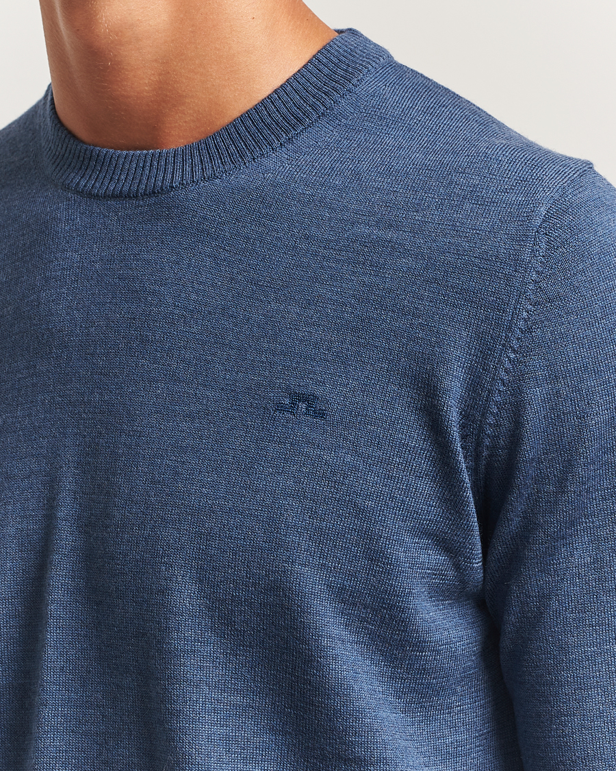 Men | Sweaters & Knitwear | J.Lindeberg | Keane Merino Crew Neck Vintage Indigo