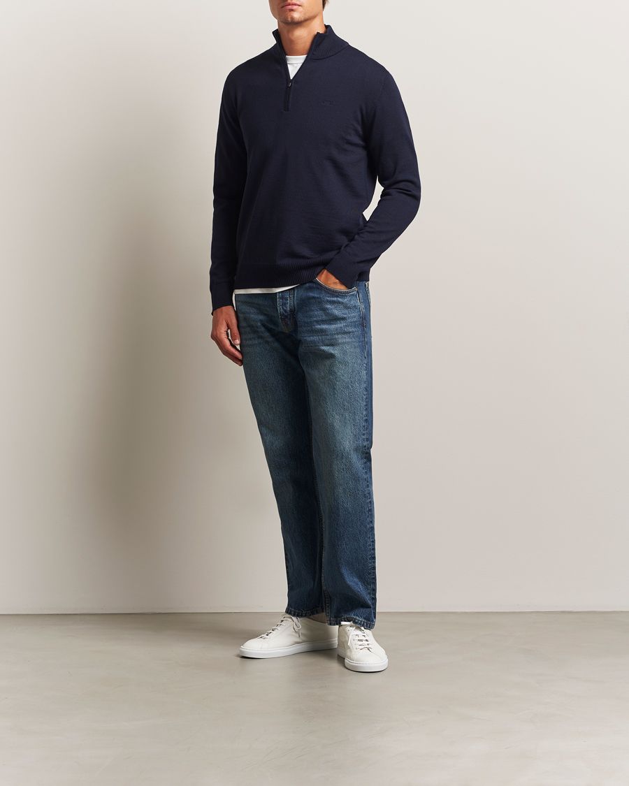 Men | Sweaters & Knitwear | J.Lindeberg | Kiyan Merino Half Zip Navy