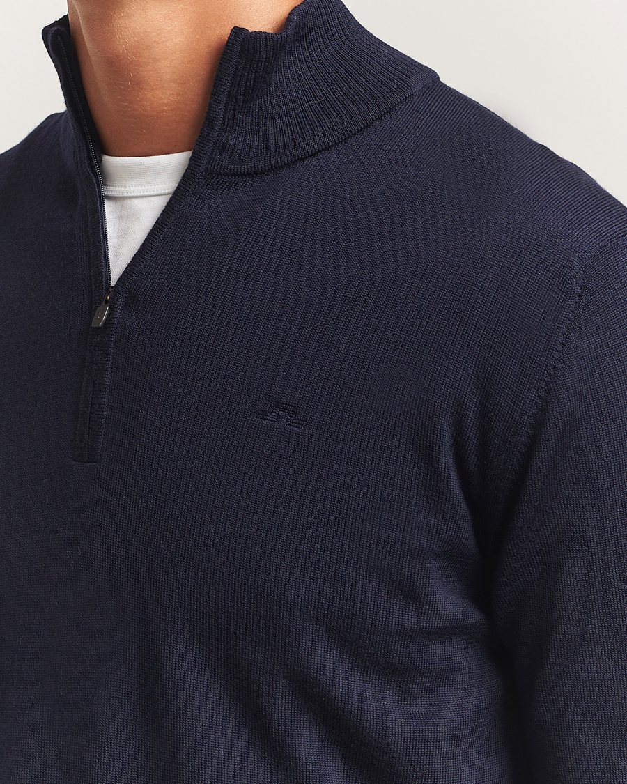 Men | Sweaters & Knitwear | J.Lindeberg | Kiyan Merino Half Zip Navy