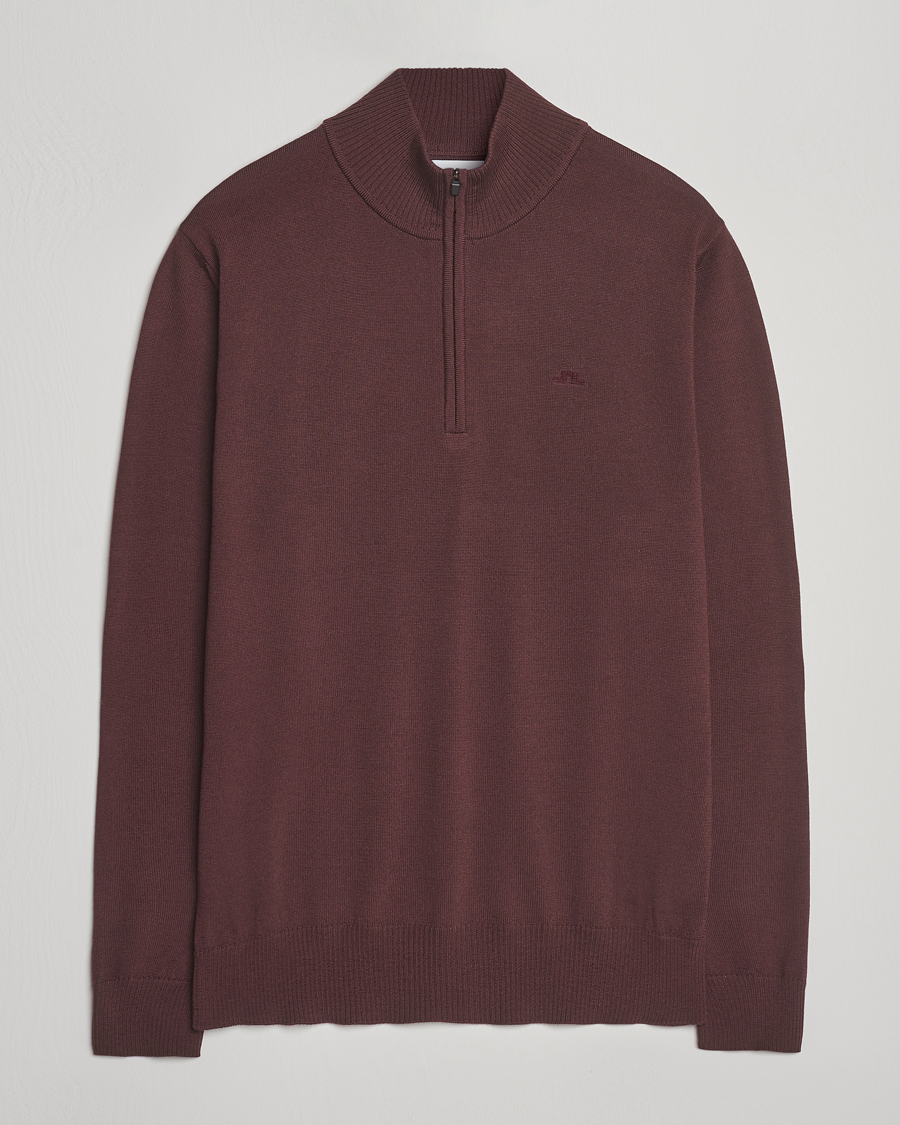 Men | Sweaters & Knitwear | J.Lindeberg | Kiyan Merino Half Zip Huckleberry