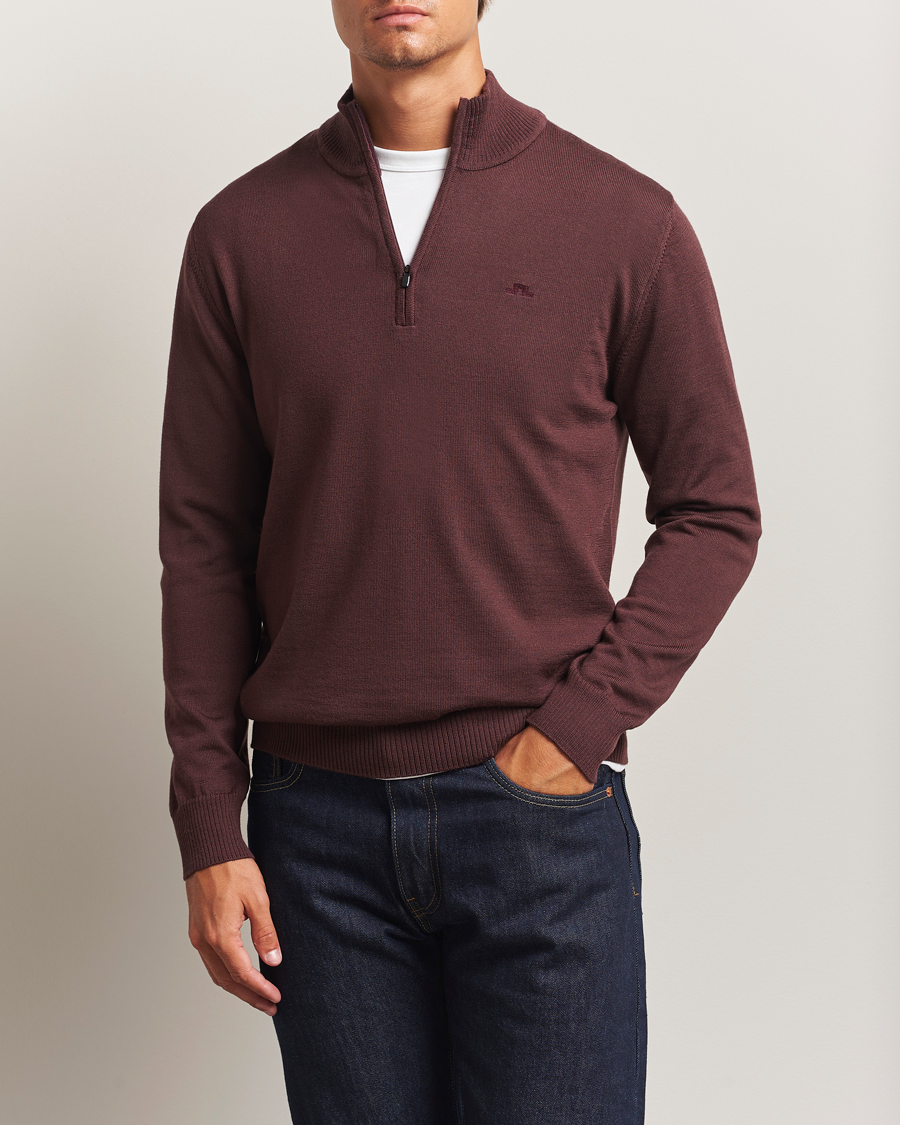 Men | Sweaters & Knitwear | J.Lindeberg | Kiyan Merino Half Zip Huckleberry
