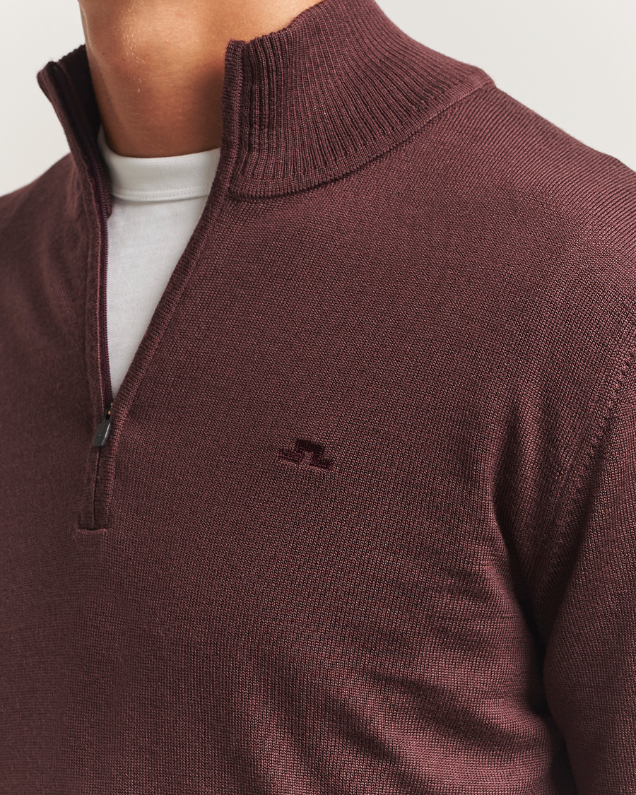 Men | Sweaters & Knitwear | J.Lindeberg | Kiyan Merino Half Zip Huckleberry