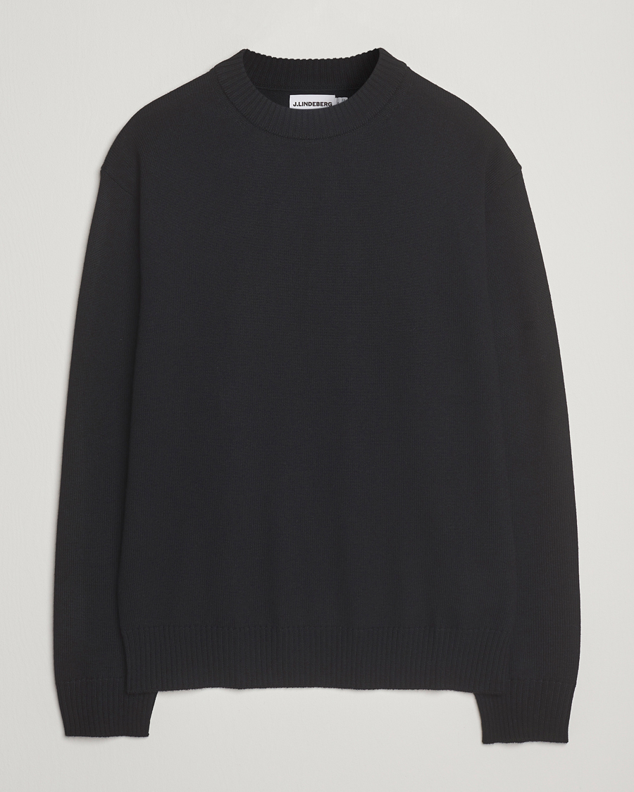 Men | Sweaters & Knitwear | J.Lindeberg | Kino Merino Crew Neck Black