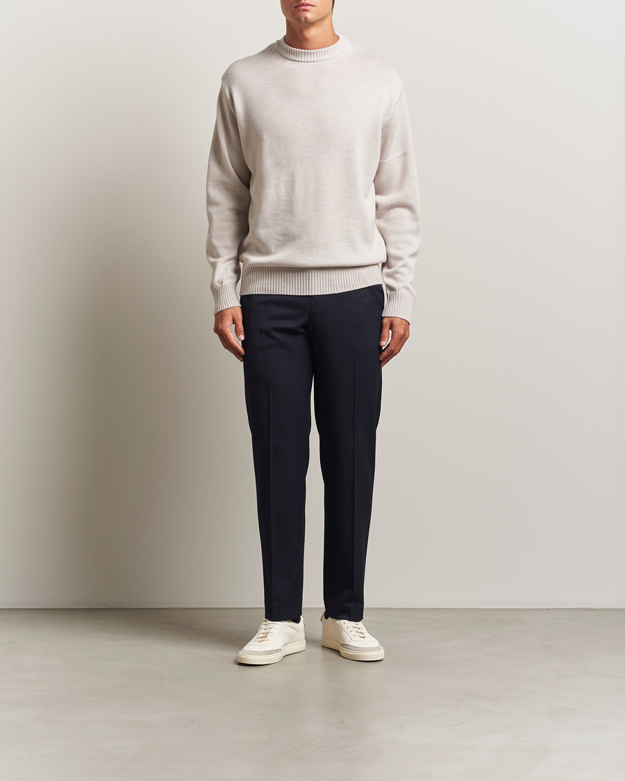 Men | Sweaters & Knitwear | J.Lindeberg | Kino Merino Crew Neck Moonbeam Melange