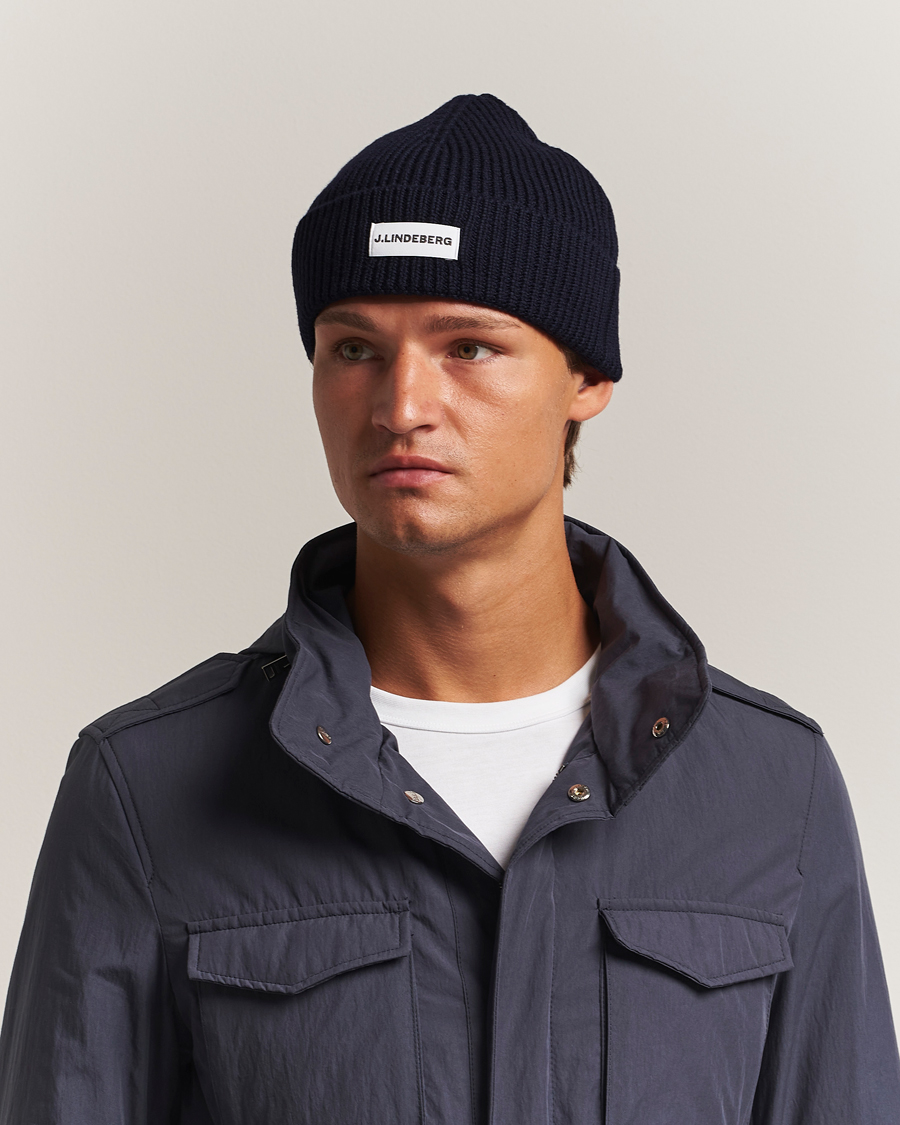 Men | Beanies | J.Lindeberg | Juan Merino Beanie Navy