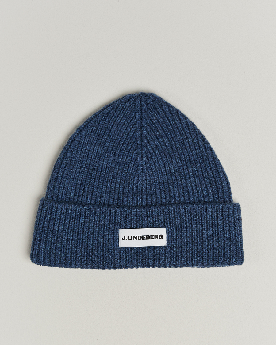 Men | Beanies | J.Lindeberg | Juan Merino Beanie Vintage Indigo