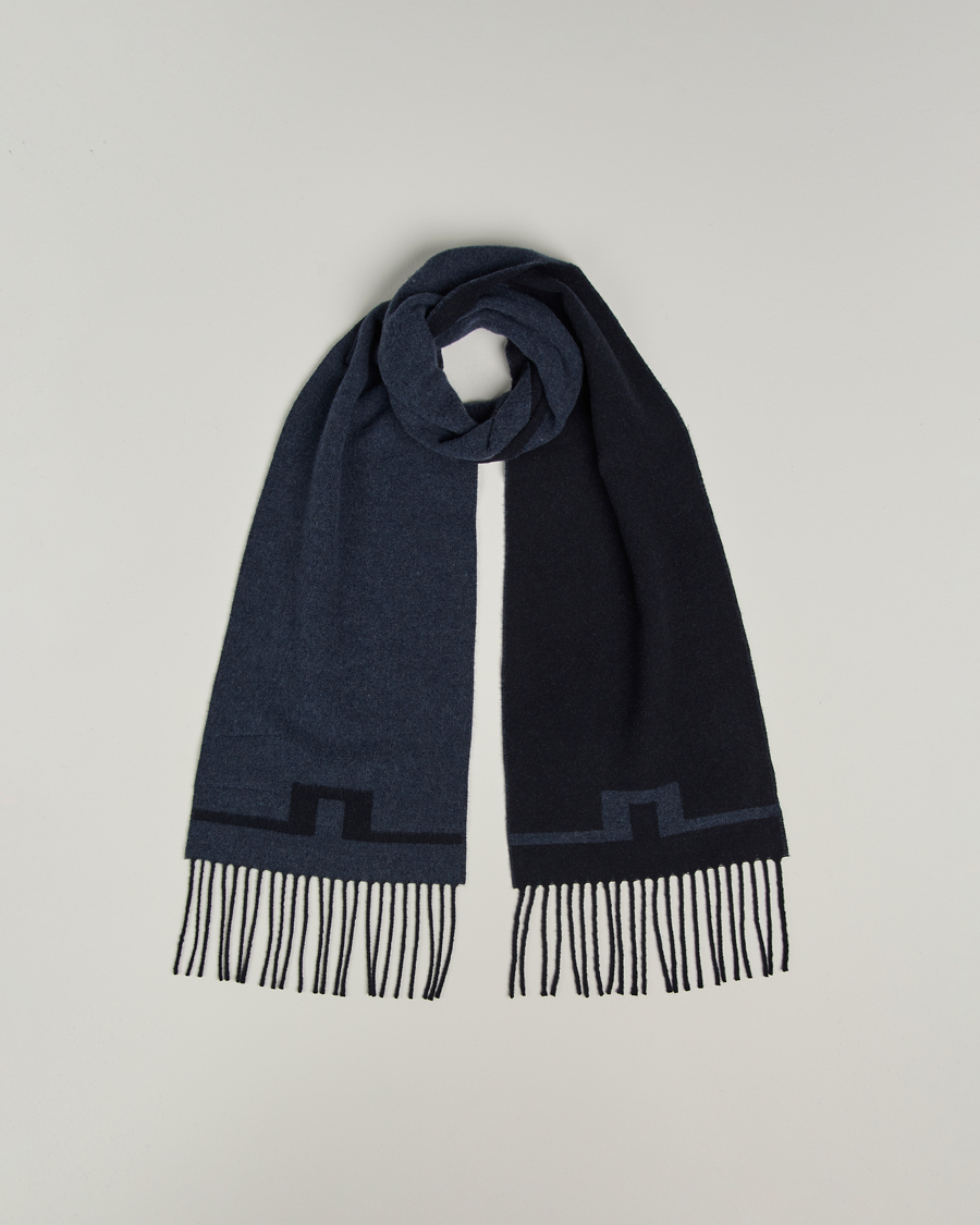 Men | Scarves | J.Lindeberg | Champ Wool Doublefaced Scarf Navy