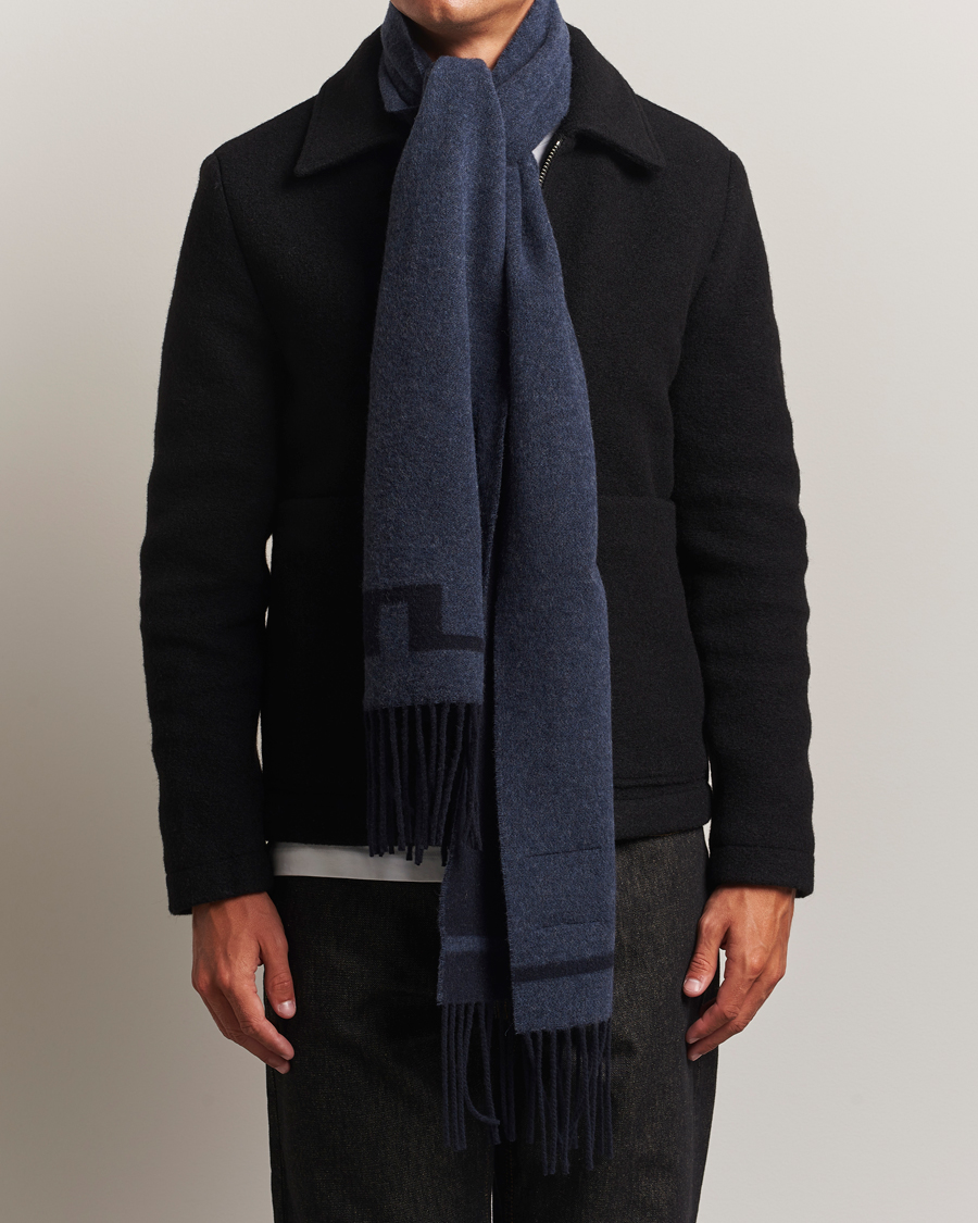 Men | Scarves | J.Lindeberg | Champ Wool Doublefaced Scarf Navy