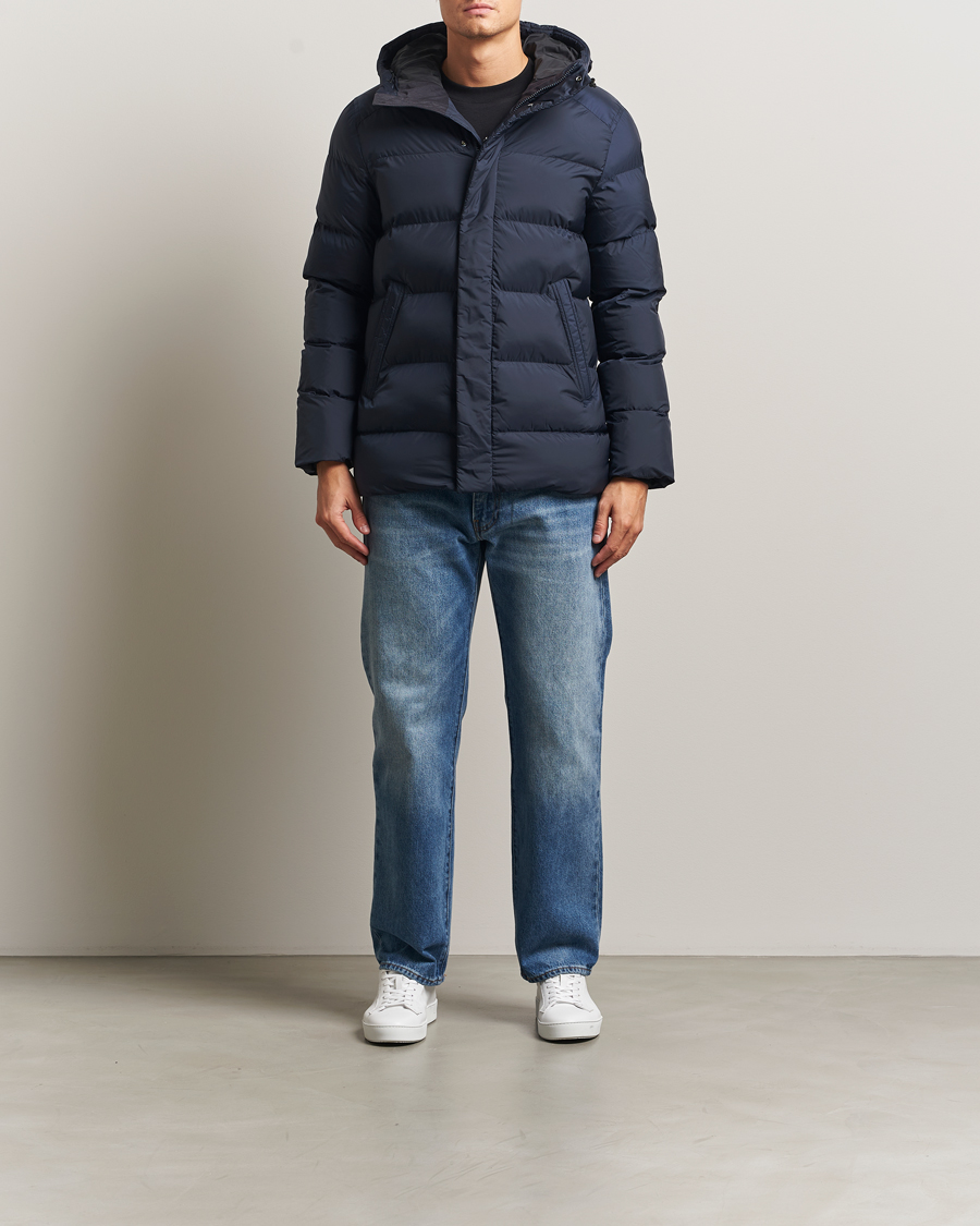 Men | Coats & Jackets | J.Lindeberg | Padded Hooded Jacket Navy