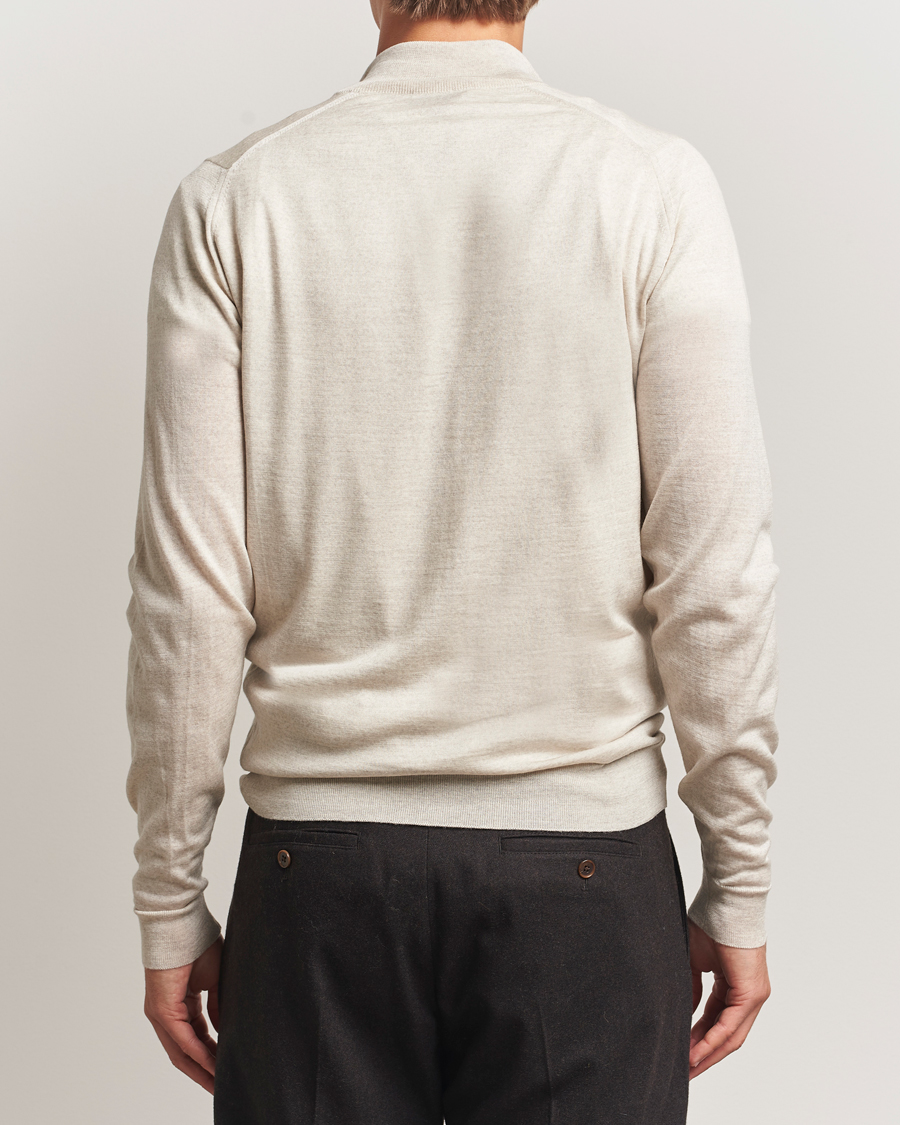 Men | Sweaters & Knitwear | John Smedley | Barrow Extra Fine Merino Half Zip Grey Fleece
