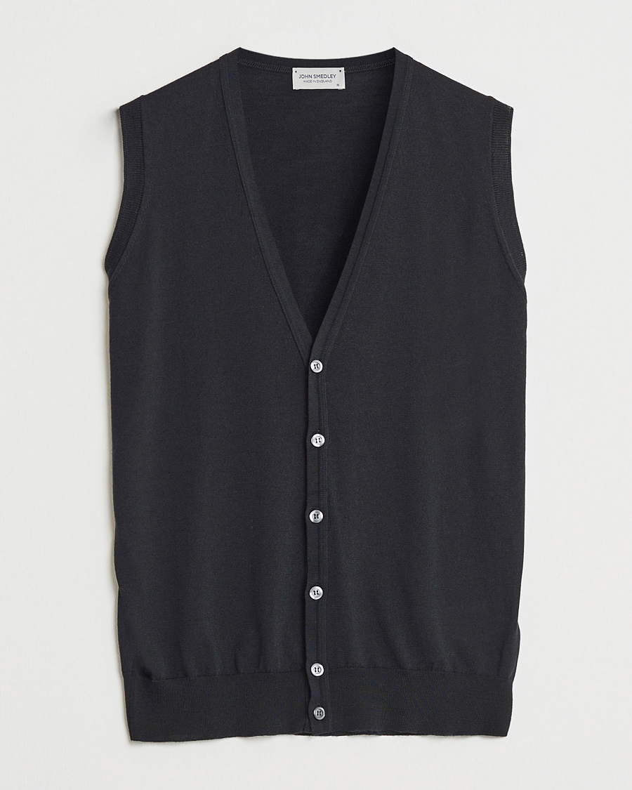 Men | Sweaters & Knitwear | John Smedley | Huntswood Slim Fit Waistcoat Black