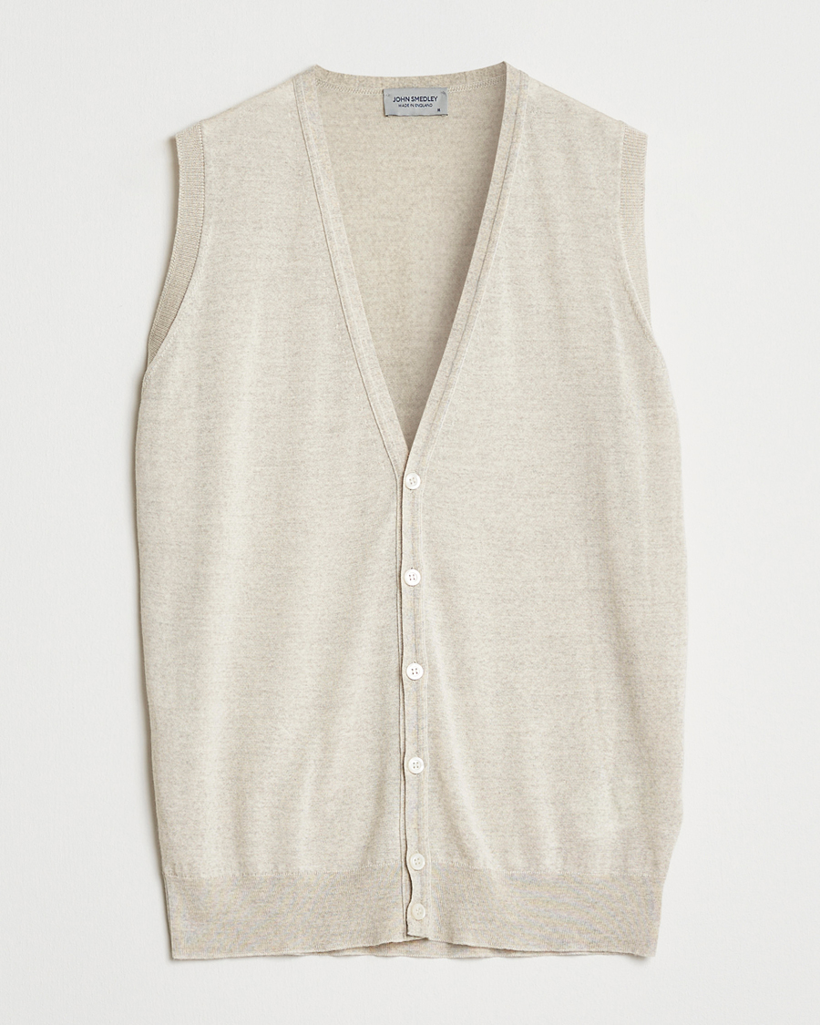Men | Sweaters & Knitwear | John Smedley | Huntswood Slim Fit Waistcoat Grey Fleece