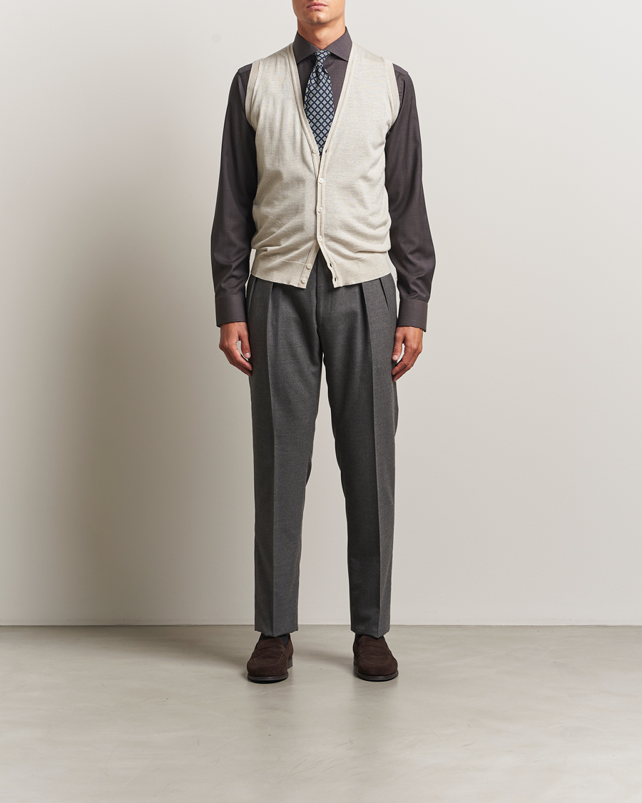 Men | Sweaters & Knitwear | John Smedley | Huntswood Slim Fit Waistcoat Grey Fleece