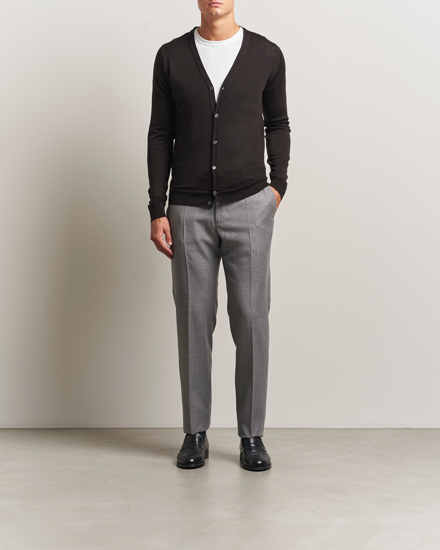 Men | Sweaters & Knitwear | John Smedley | Petworth Extra Fine Merino Cardigan Faulkner Brown