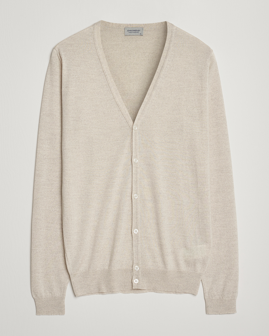 Men | Sweaters & Knitwear | John Smedley | Petworth Extra Fine Merino Cardigan Grey Fleece