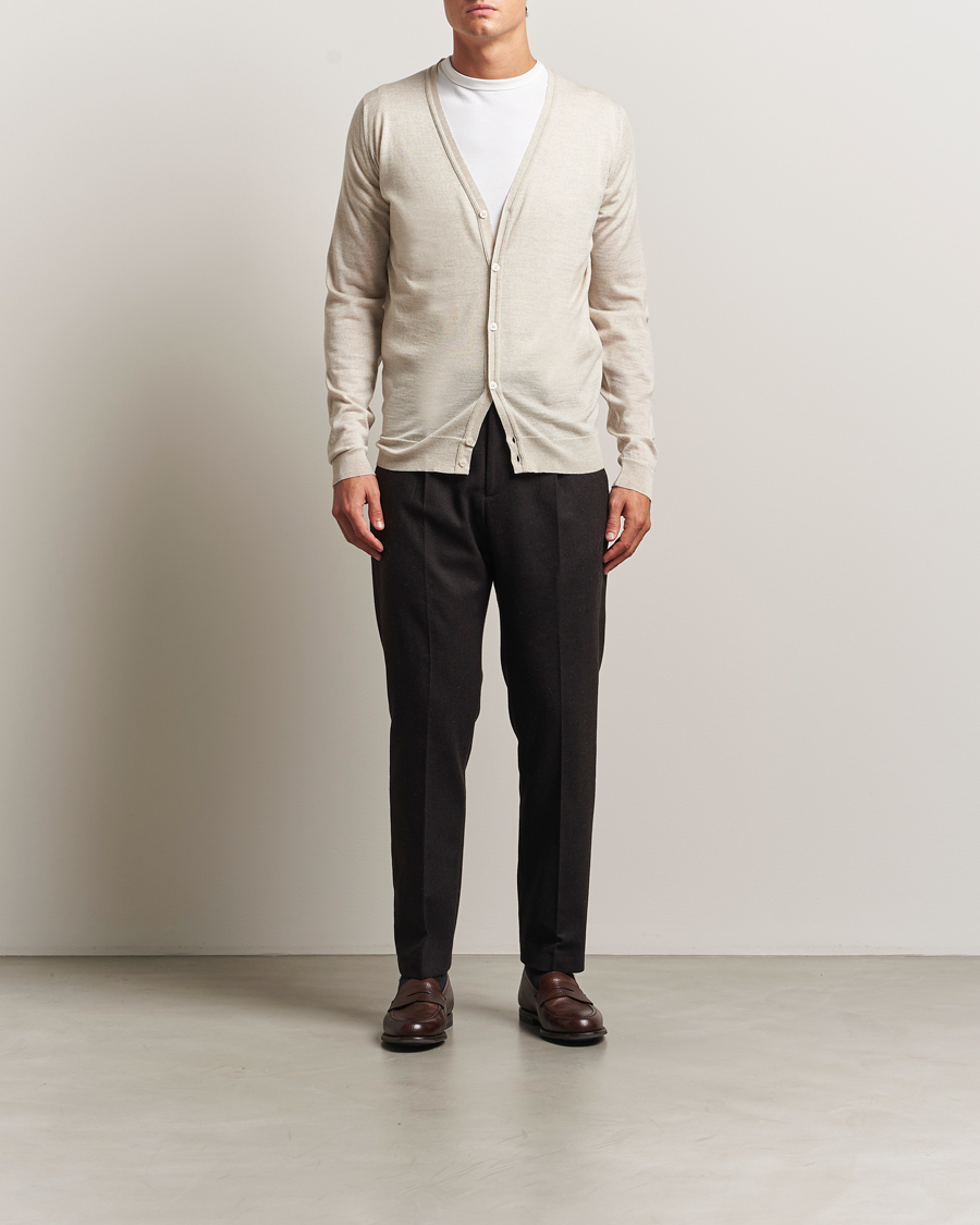 Men | Sweaters & Knitwear | John Smedley | Petworth Extra Fine Merino Cardigan Grey Fleece