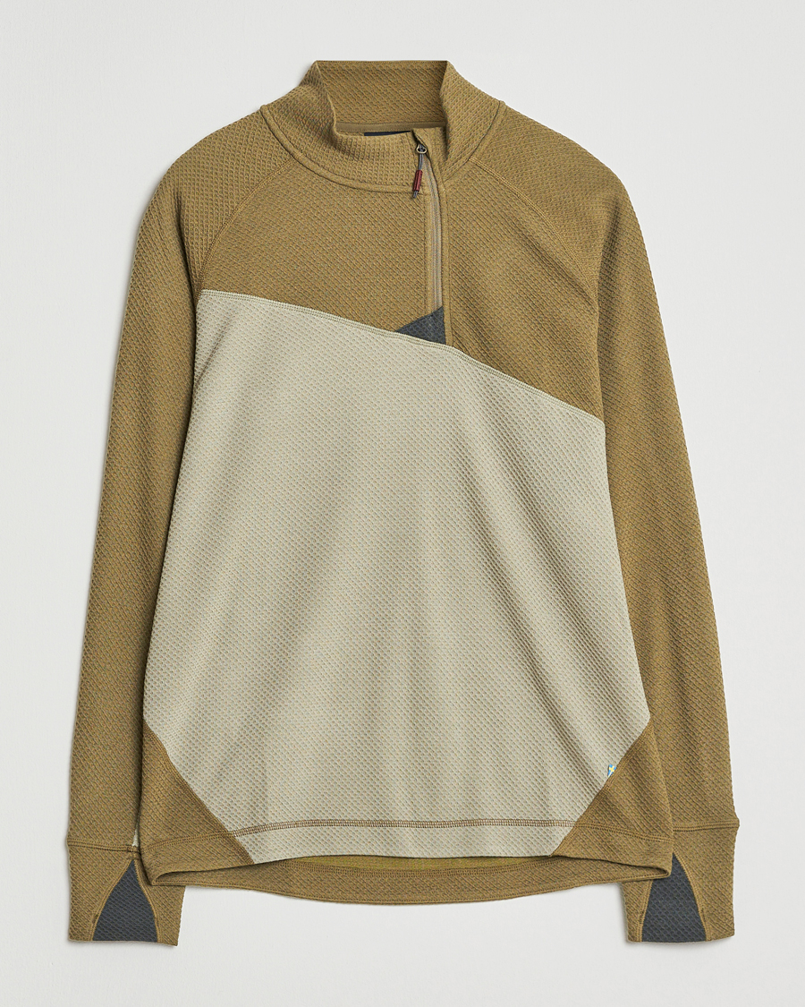 Men | Sweaters & Knitwear | Klättermusen | Huge Half Zip Sweater Silver Green Olive