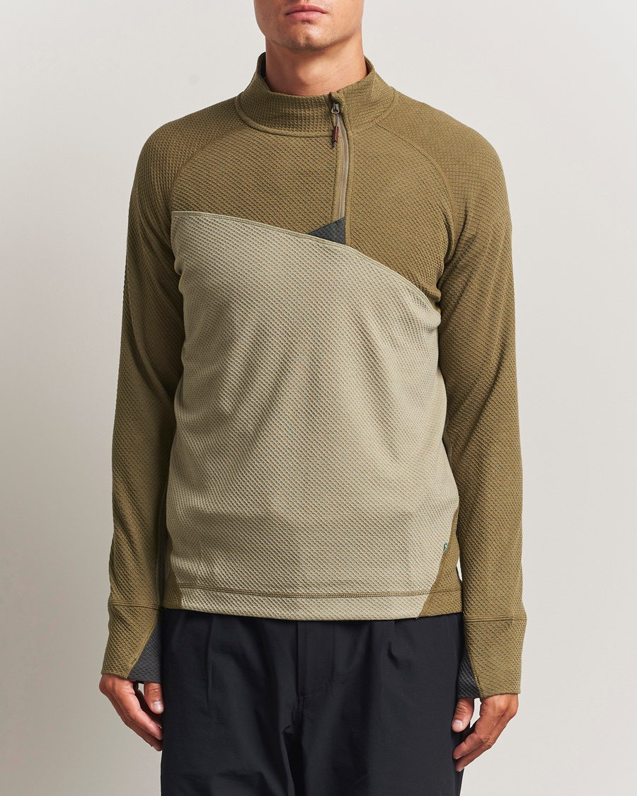 Men | Sweaters & Knitwear | Klättermusen | Huge Half Zip Sweater Silver Green Olive