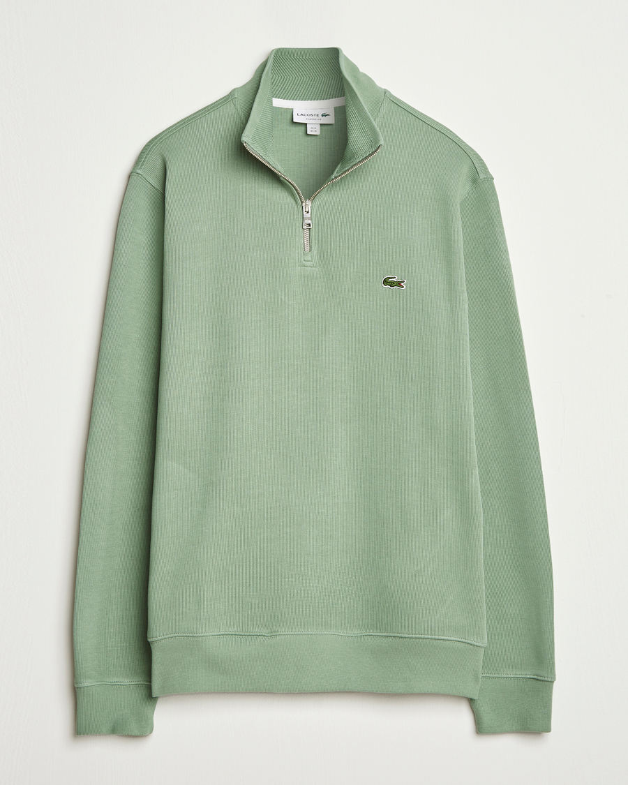 Men | Sweaters & Knitwear | Lacoste | Rib Interlock Half Zip Thyme Green