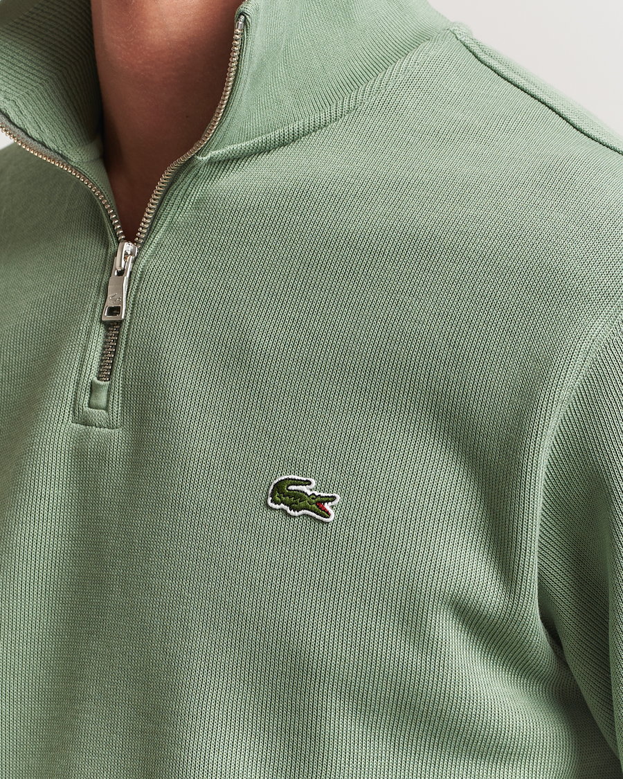 Men | Sweaters & Knitwear | Lacoste | Rib Interlock Half Zip Thyme Green