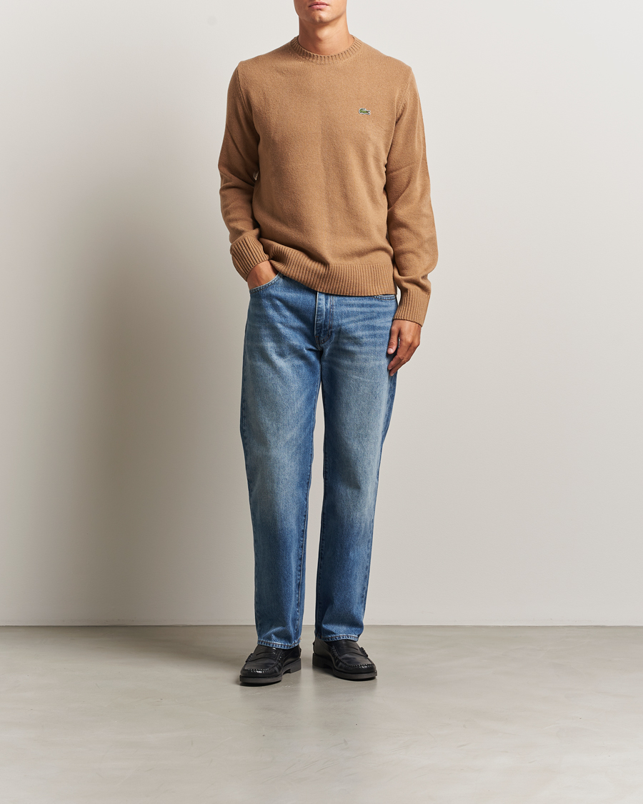 Men | Sweaters & Knitwear | Lacoste | Carded Wool Crew Neck Datte Chine