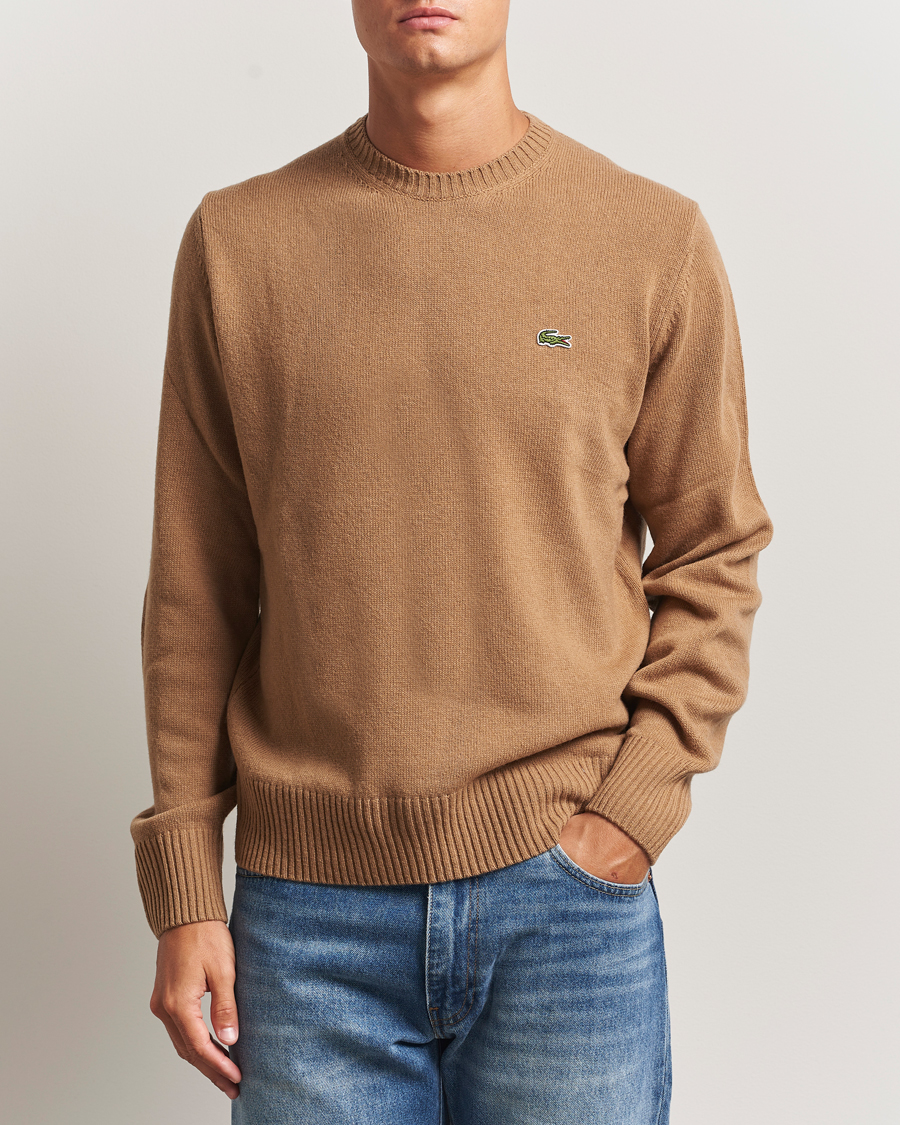Men | Sweaters & Knitwear | Lacoste | Carded Wool Crew Neck Datte Chine