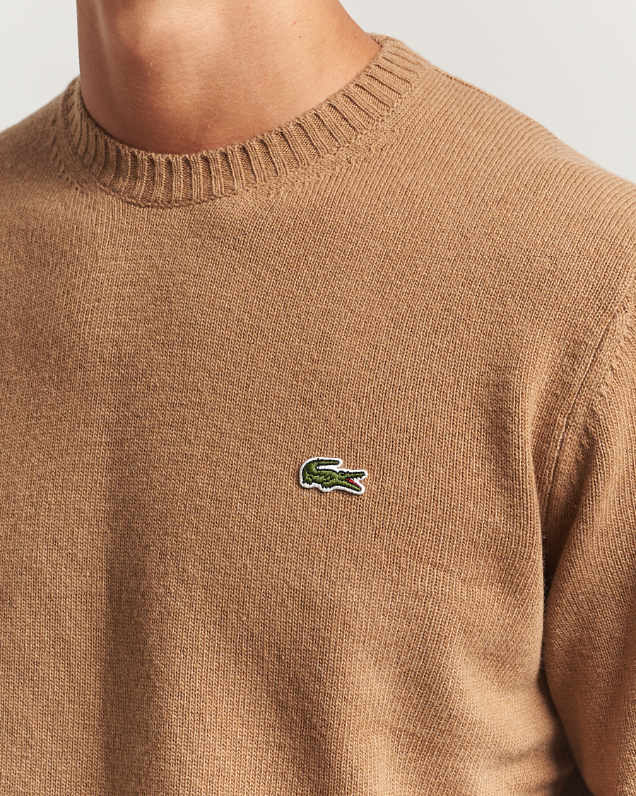Men | Sweaters & Knitwear | Lacoste | Carded Wool Crew Neck Datte Chine